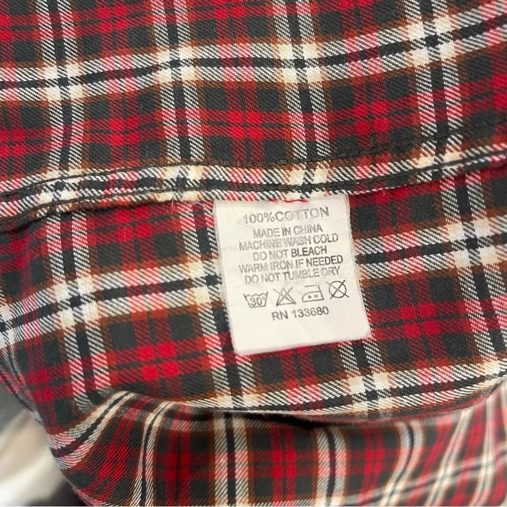 King Ranch Two Pocket Button Up Shirt Men’s Med Red Plaid Cowboy Western Cotton - Picture 8 of 11